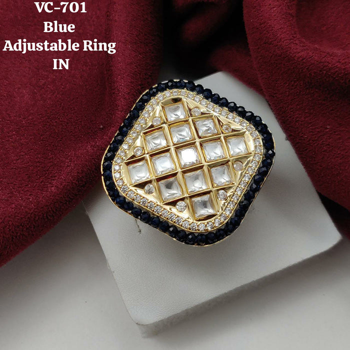 Vivah Creations Gold Plated AD Stone Adjustable Ring.