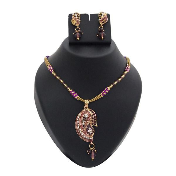 The99Jewel Purple Meenakari Stone Gold Plated Necklace Set