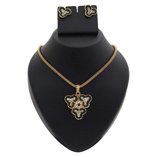 Kriaa Green Austrian Stone Gold Plated Pendant Set