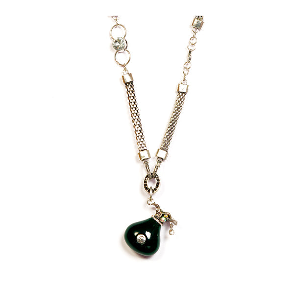 Urthn Austrian Stone Pot Shape Rhodium Plated Pendant
