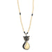 Urthn Austrian Stone Cat Shape Rhodium Plated Pendant