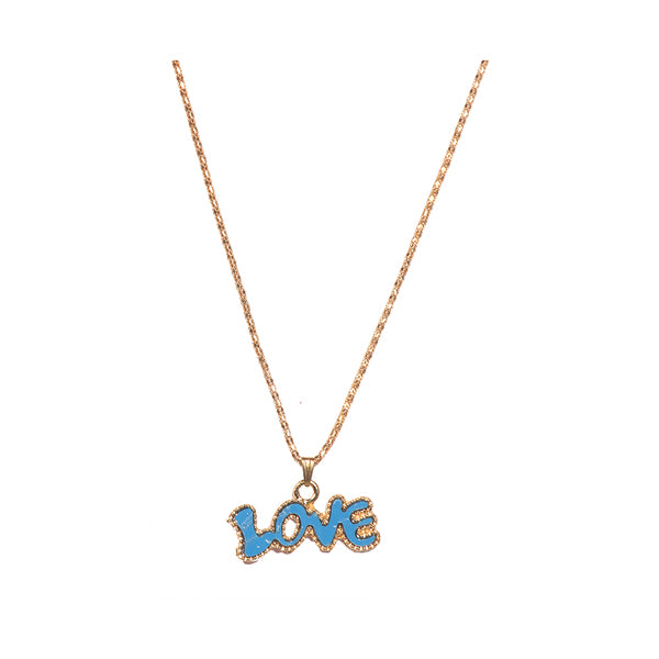 Urthn Black Love Gold Plated Chain Pendant