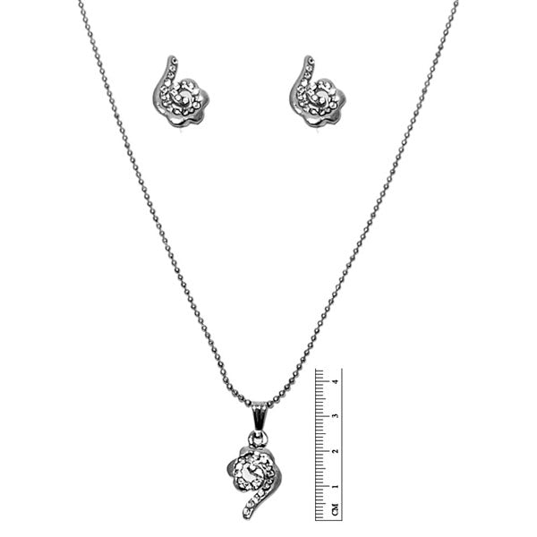 Regina Austrian Stone Rhodium Plated Pendant Set