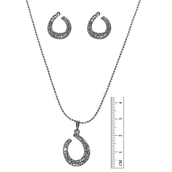 Regina Austrian Stone Rhodium Plated Pendant Set