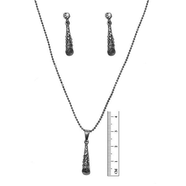 Regina Austrian Stone Rhodium Plated Pendant Set