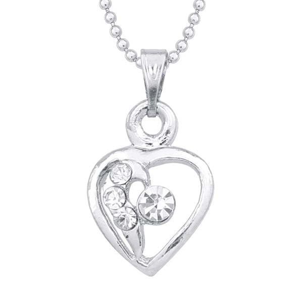 Regina Silver Plated Austrian Stone Heart Chain Pendant