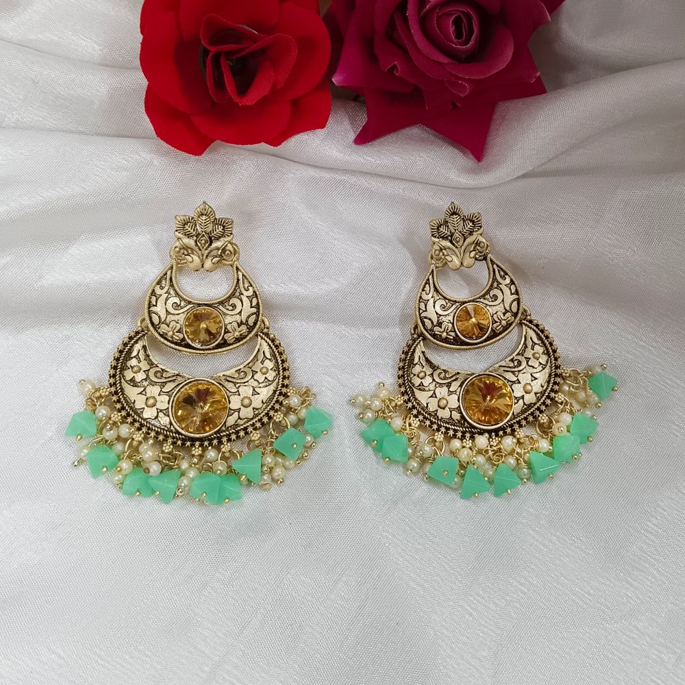 JewelMaze Crystal Stone Gold Plated Dangler Earrings