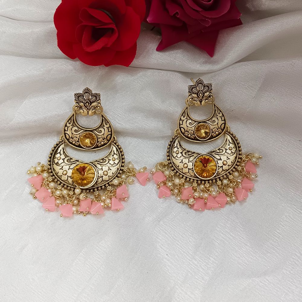 JewelMaze Crystal Stone Gold Plated Dangler Earrings