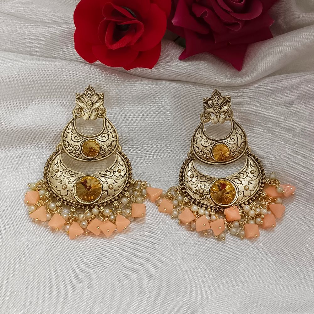 JewelMaze Crystal Stone Gold Plated Dangler Earrings