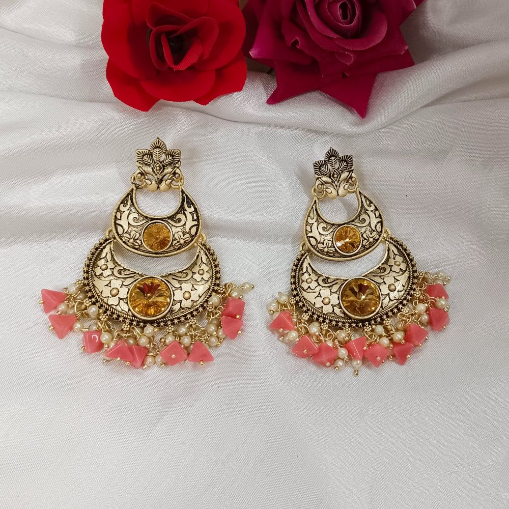 JewelMaze Crystal Stone Gold Plated Dangler Earrings