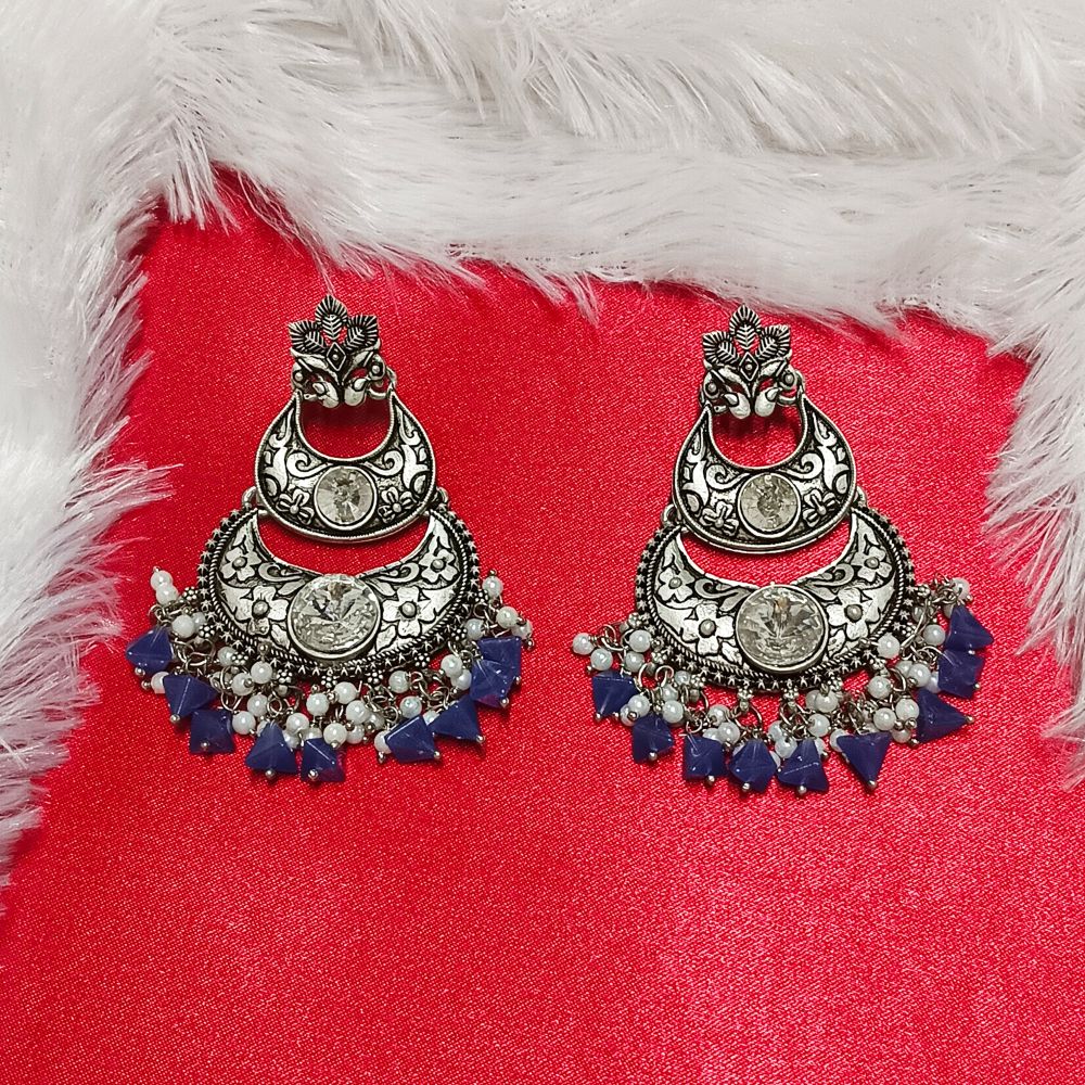 JewelMaze Crystal Stone Silver Plated Dangler Earrings