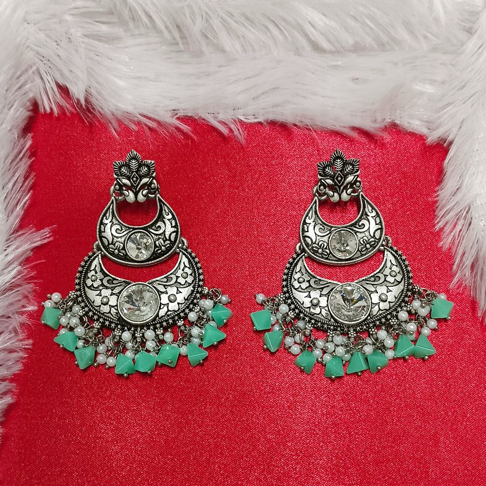 JewelMaze Crystal Stone Silver Plated Dangler Earrings