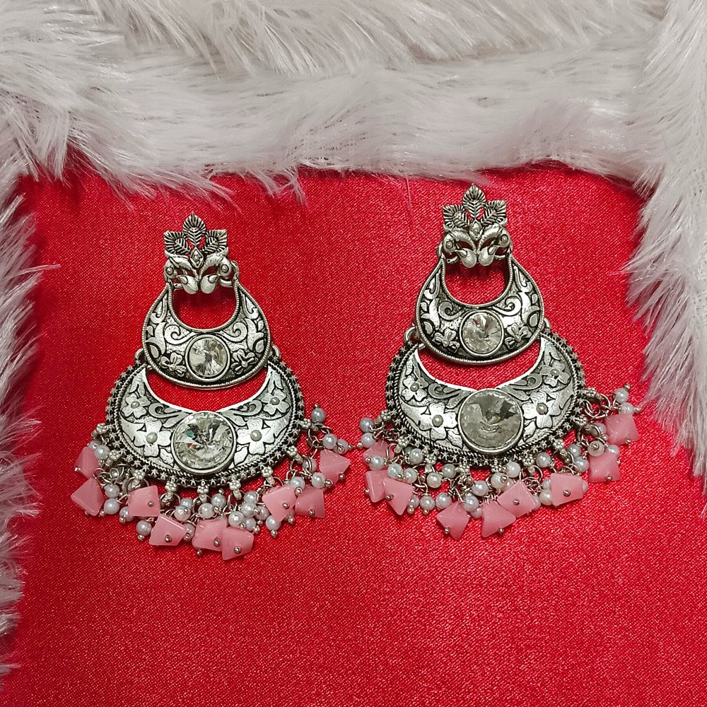 JewelMaze Crystal Stone Silver Plated Dangler Earrings