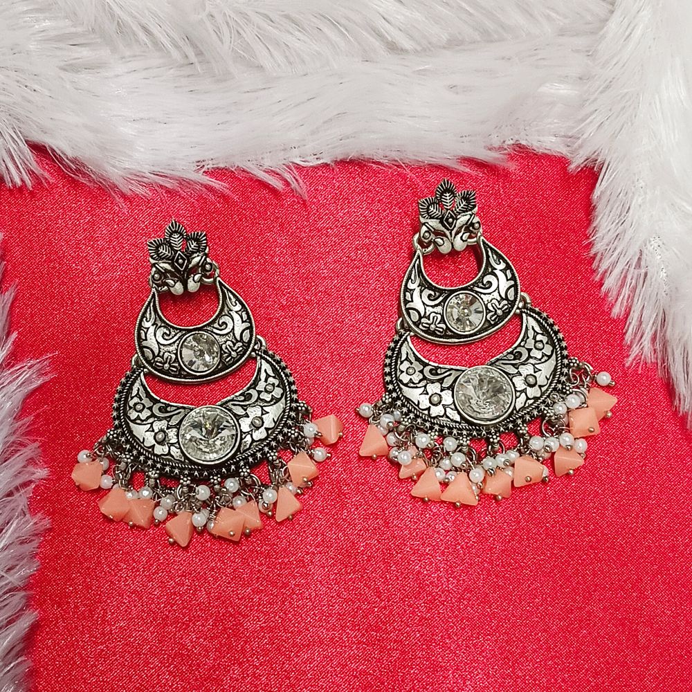 JewelMaze Crystal Stone Silver Plated Dangler Earrings