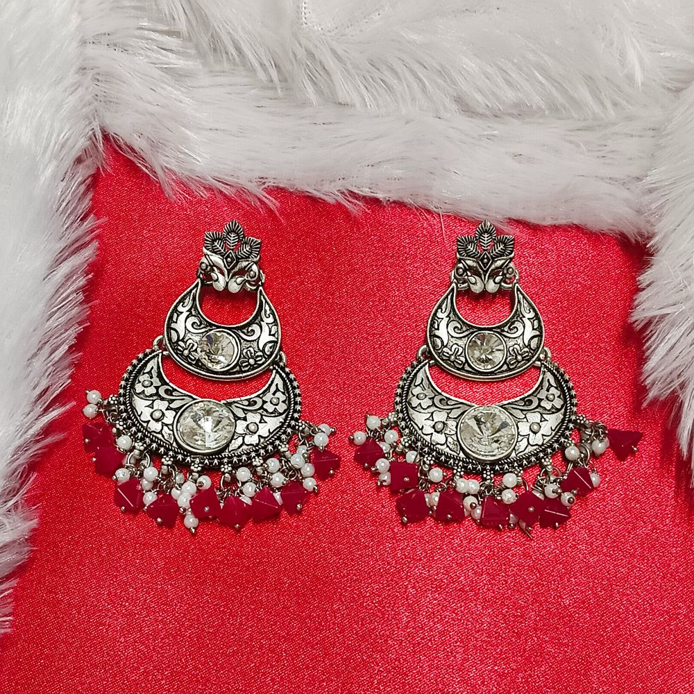 JewelMaze Crystal Stone Silver Plated Dangler Earrings