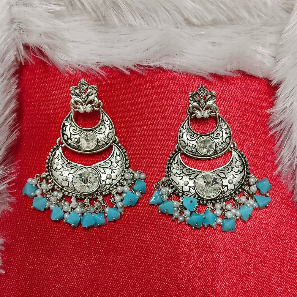 JewelMaze Crystal Stone Silver Plated Dangler Earrings