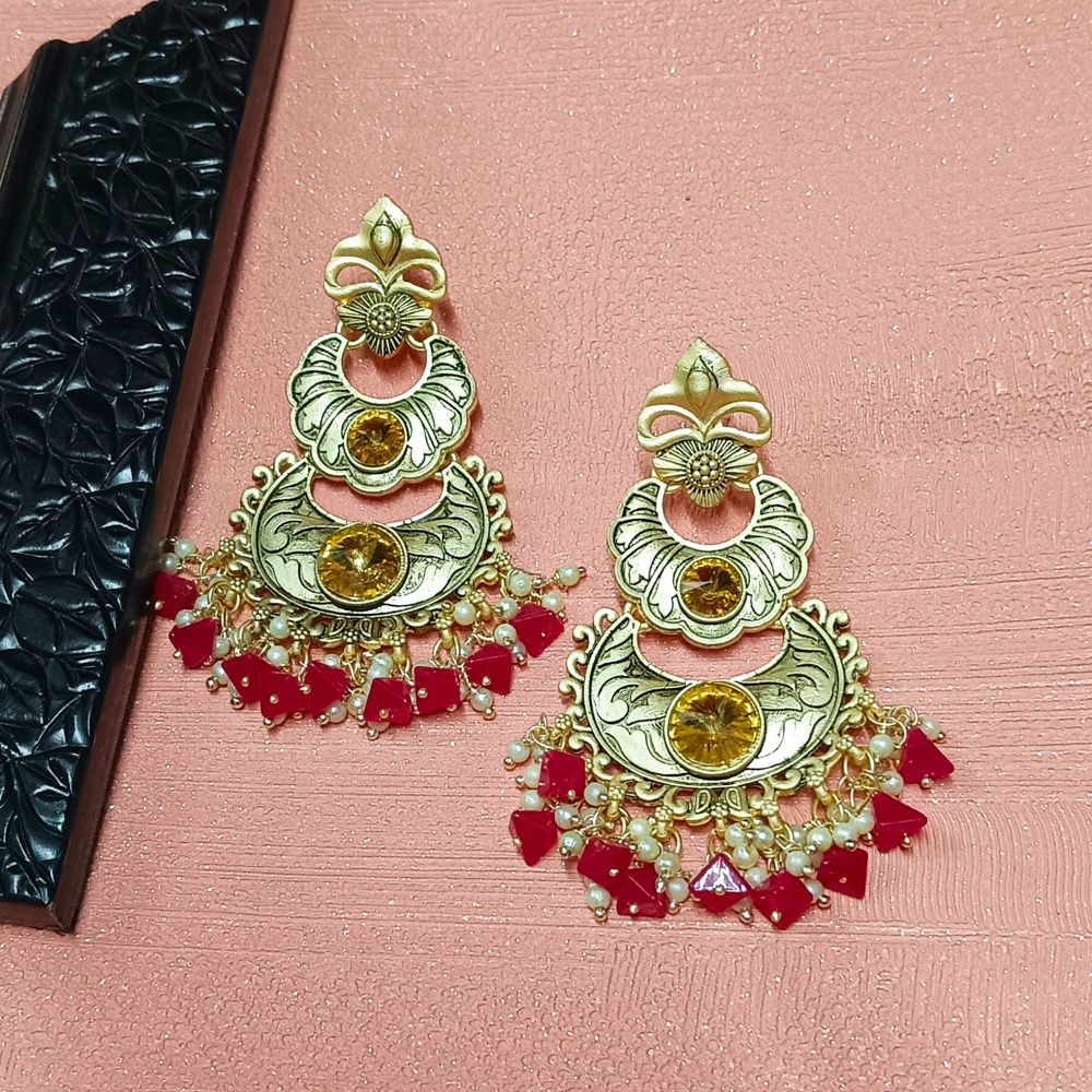 JewelMaze Crystal Stone Gold Plated Dangler Earrings