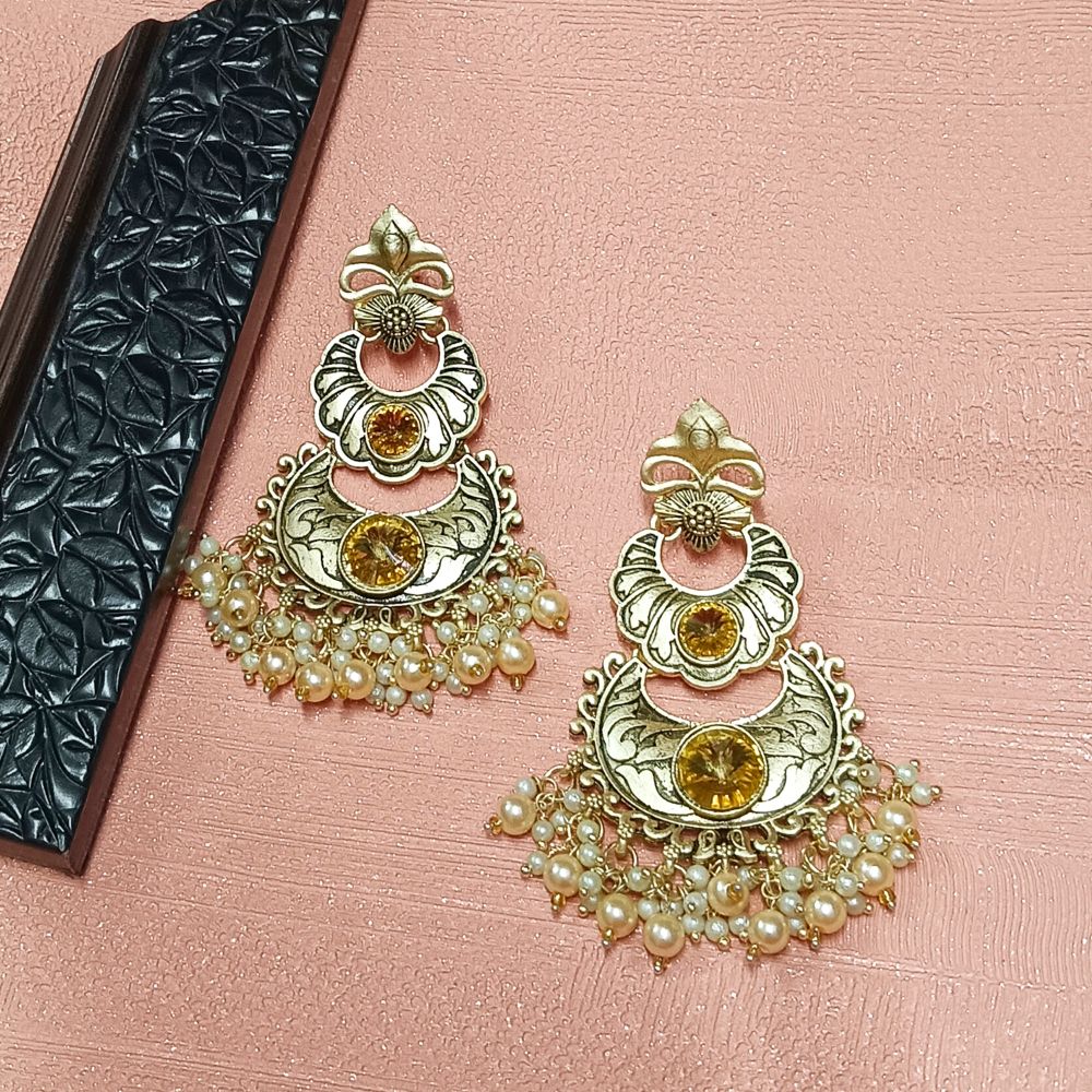 JewelMaze Crystal Stone Gold Plated Dangler Earrings