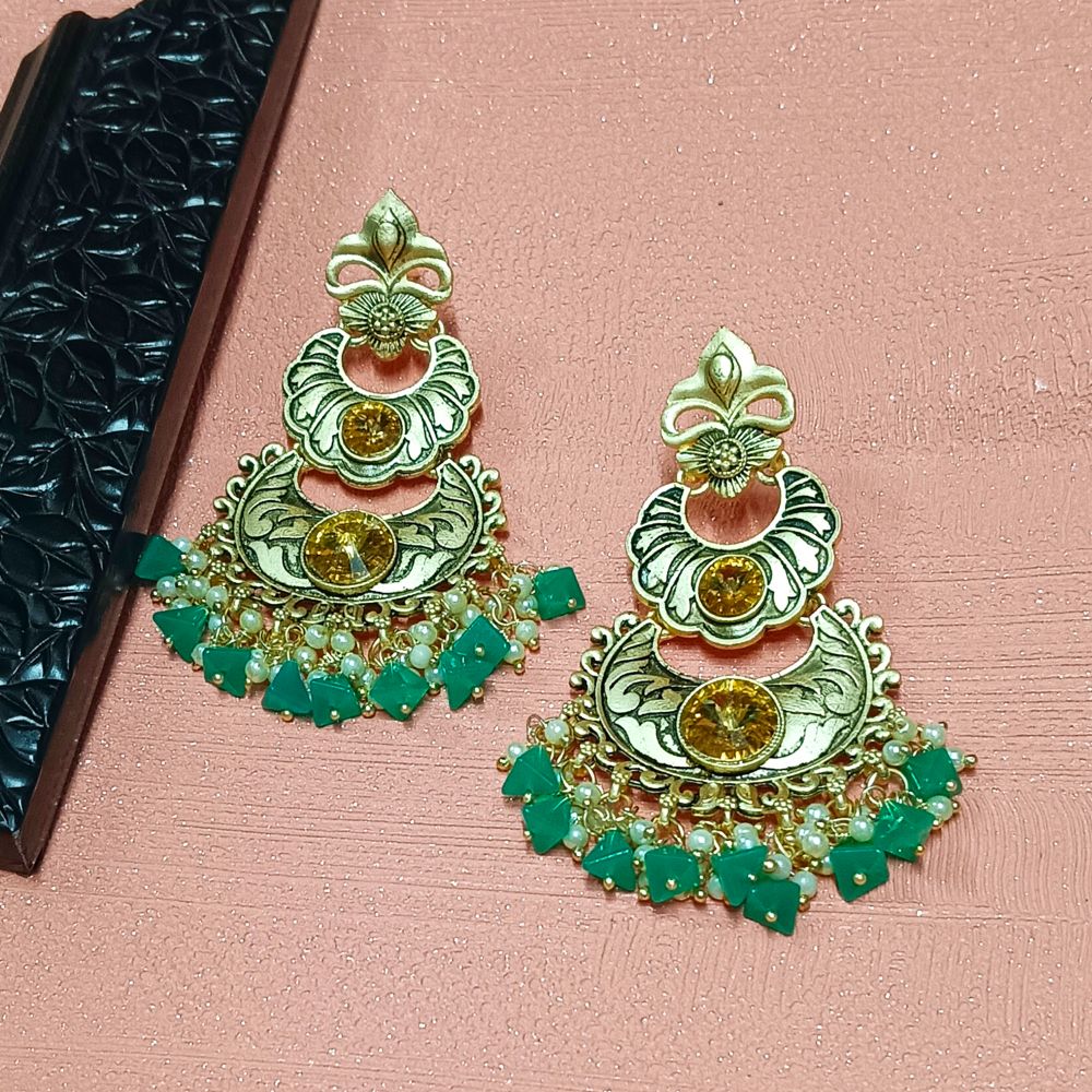 JewelMaze Crystal Stone Gold Plated Dangler Earrings