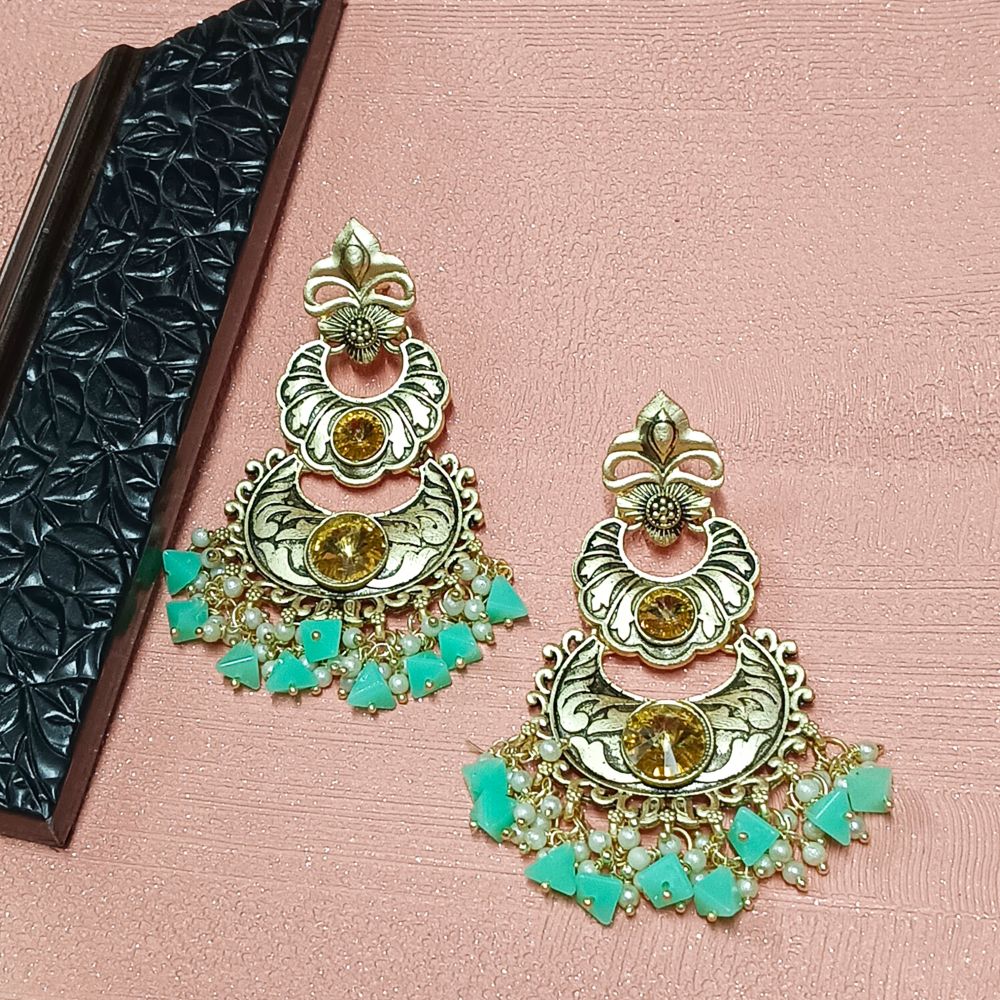 JewelMaze Crystal Stone Gold Plated Dangler Earrings
