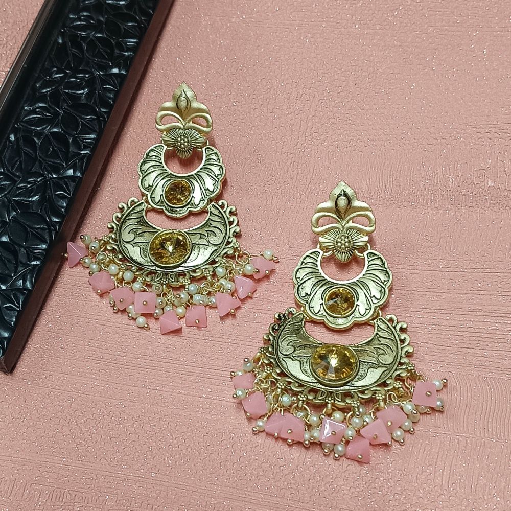 JewelMaze Crystal Stone Gold Plated Dangler Earrings
