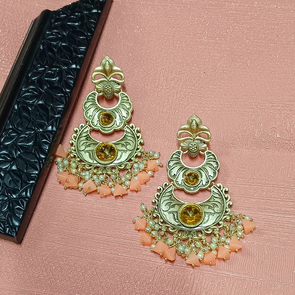 JewelMaze Crystal Stone Gold Plated Dangler Earrings