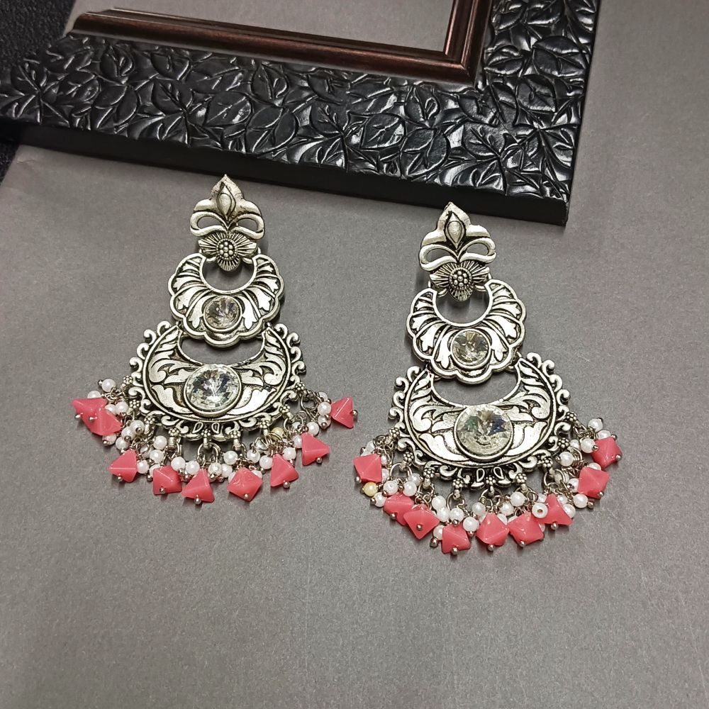 JewelMaze Crystal Stone Silver Plated Dangler Earrings