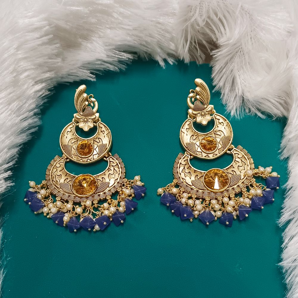 JewelMaze Crystal Stone Gold Plated Dangler Earrings