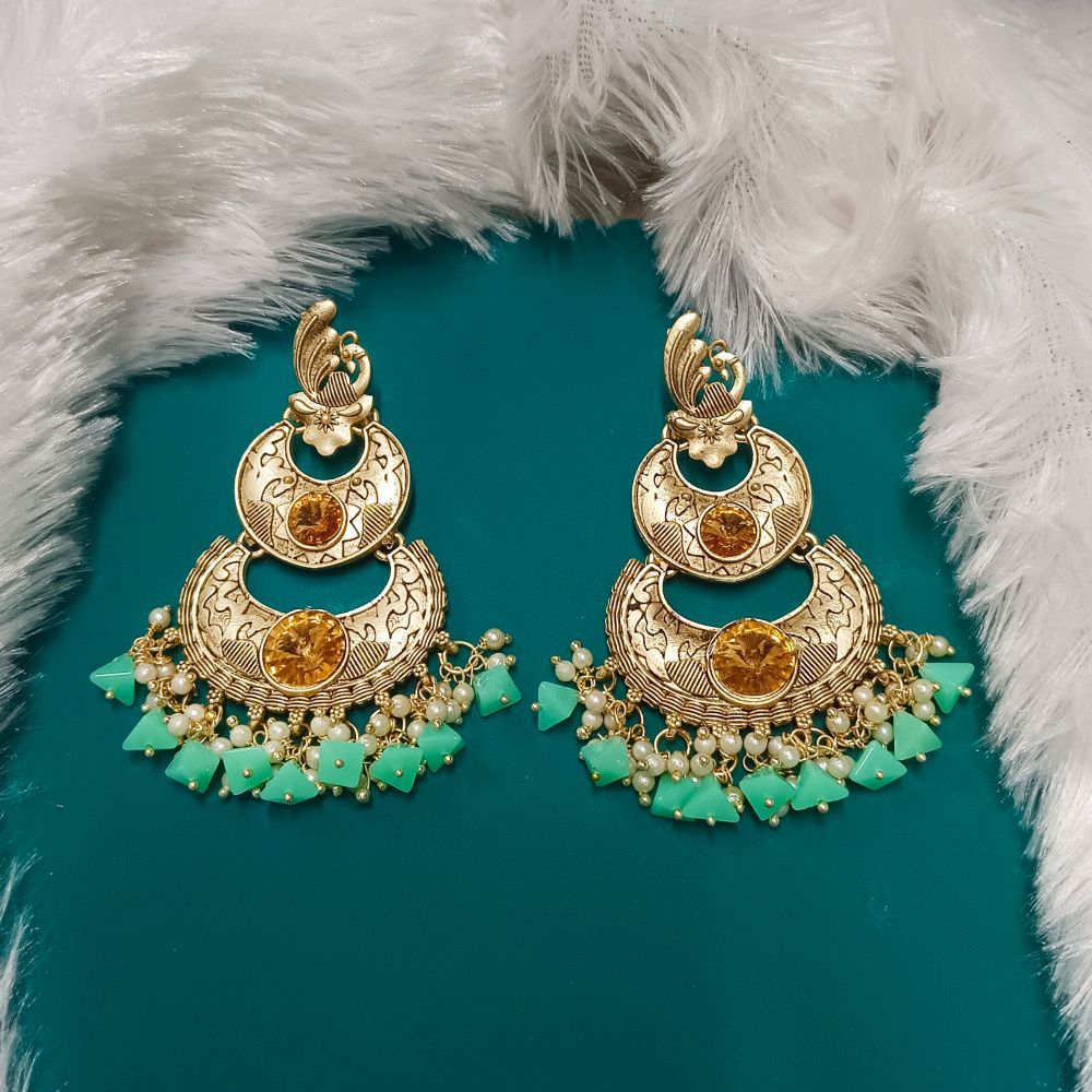 JewelMaze Crystal Stone Gold Plated Dangler Earrings