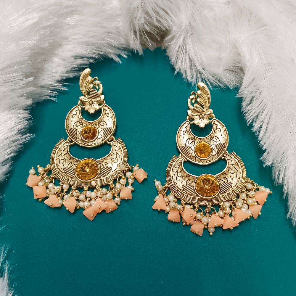 JewelMaze Crystal Stone Gold Plated Dangler Earrings