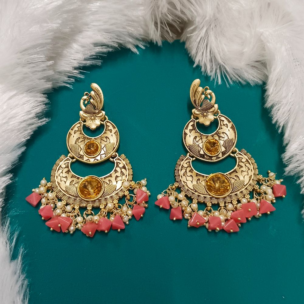 JewelMaze Crystal Stone Gold Plated Dangler Earrings