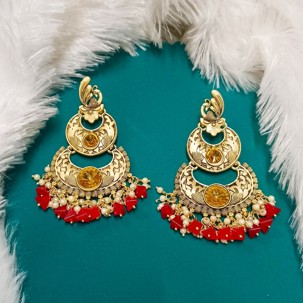 JewelMaze Crystal Stone Gold Plated Dangler Earrings