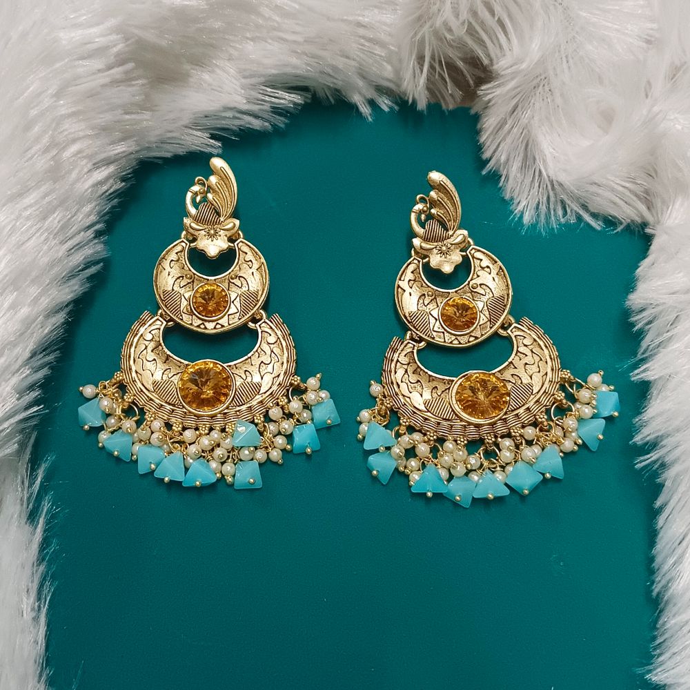 JewelMaze Crystal Stone Gold Plated Dangler Earrings