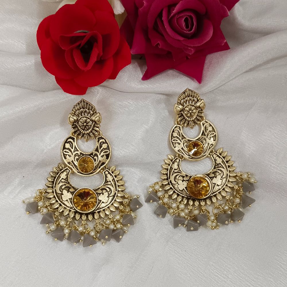 JewelMaze Crystal Stone Gold Plated Dangler Earrings