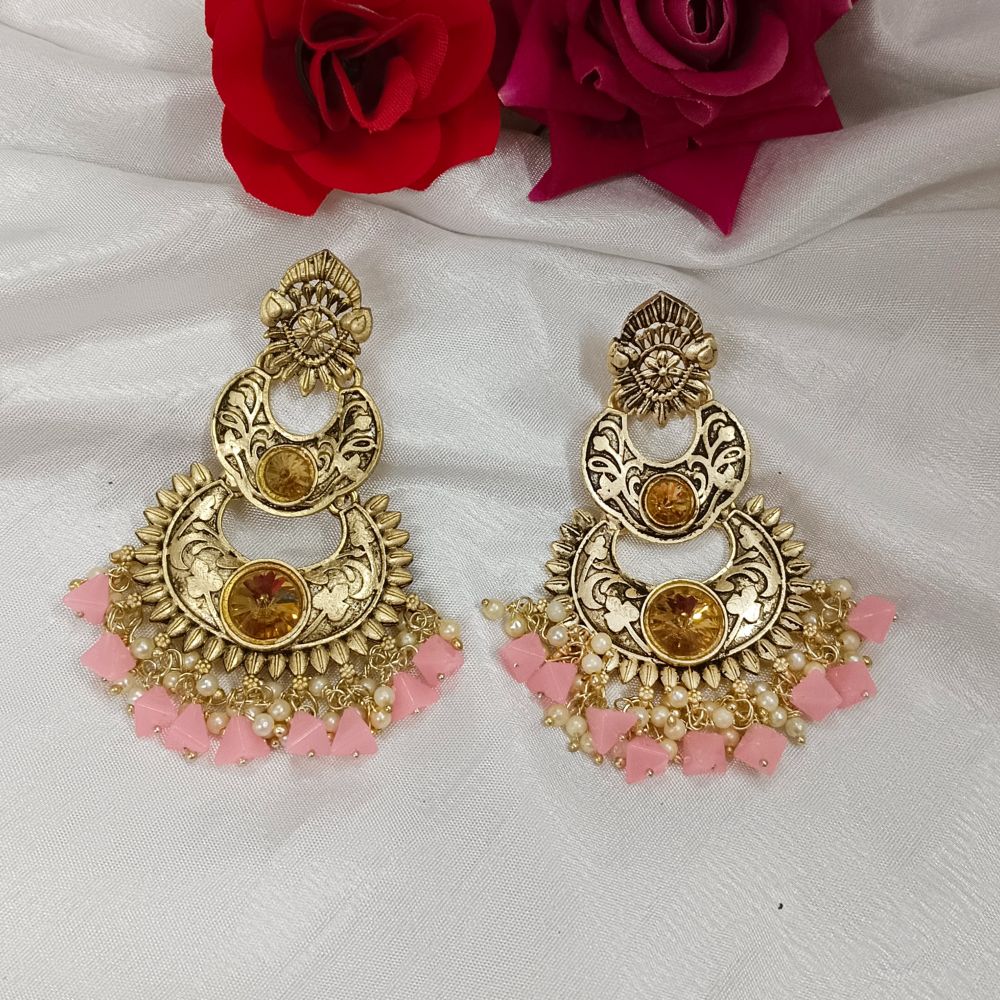 JewelMaze Crystal Stone Gold Plated Dangler Earrings