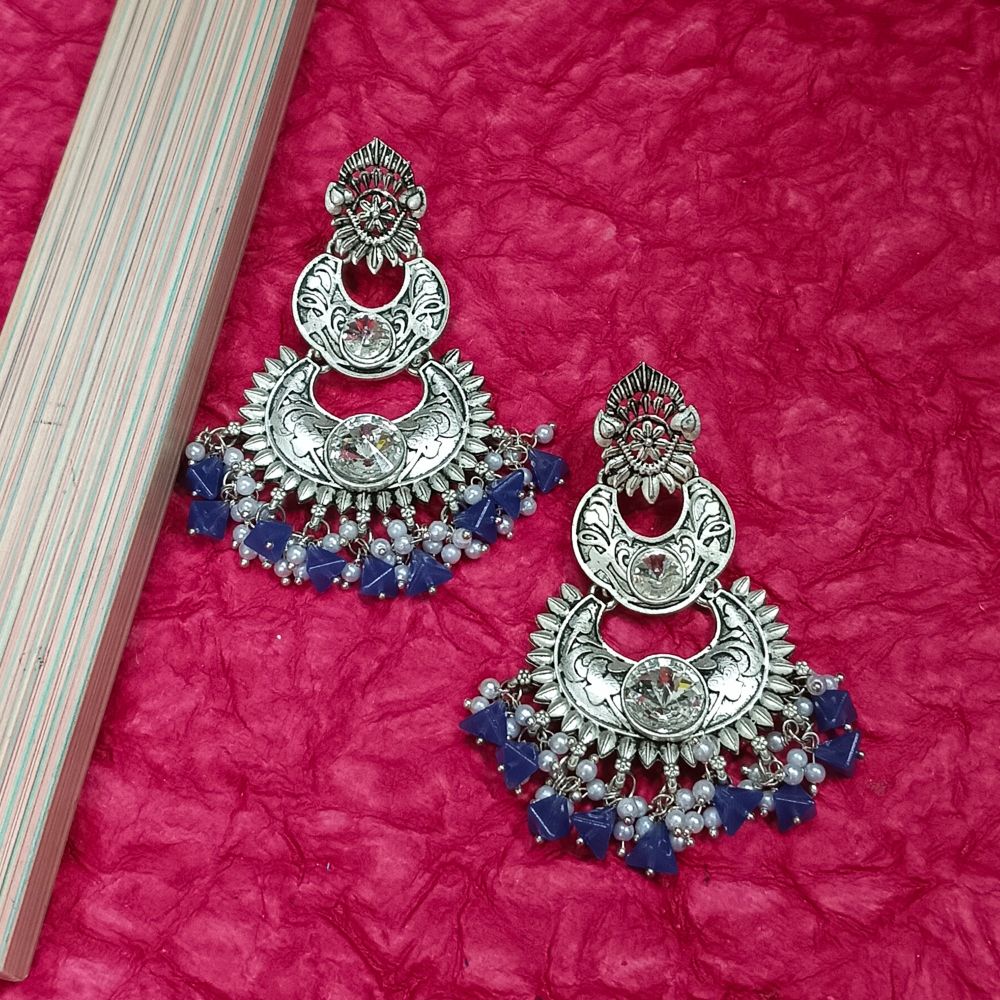 JewelMaze Crystal Stone Silver Plated Dangler Earrings