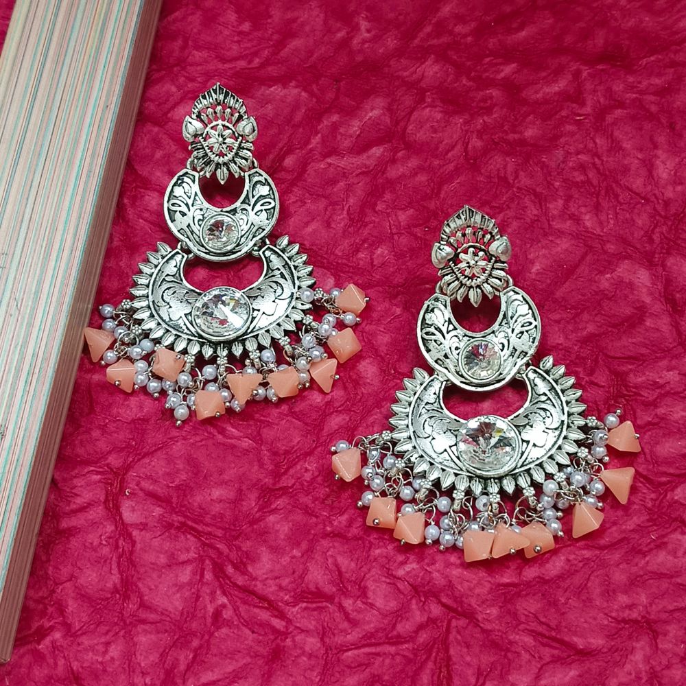 JewelMaze Crystal Stone Silver Plated Dangler Earrings