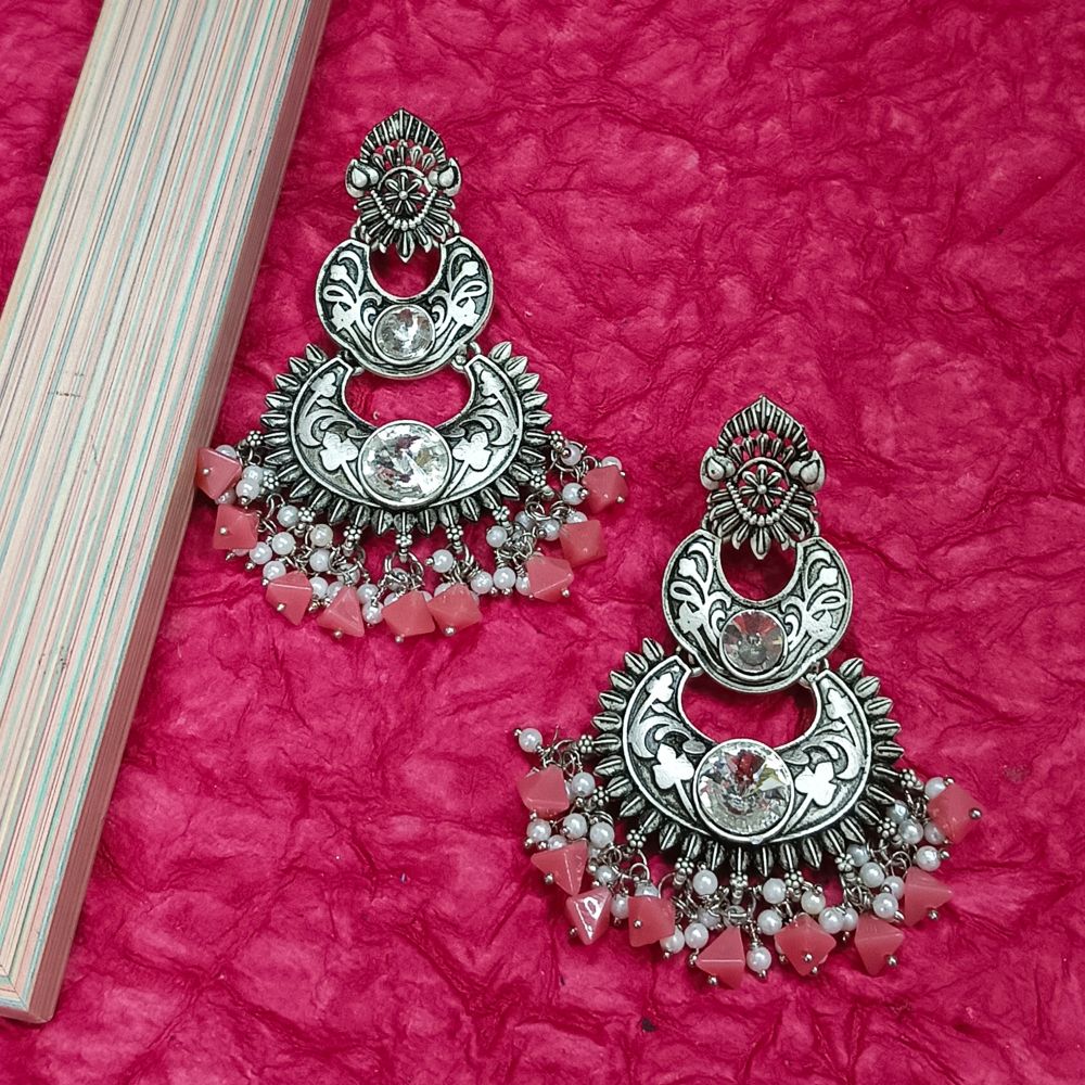 JewelMaze Crystal Stone Silver Plated Dangler Earrings
