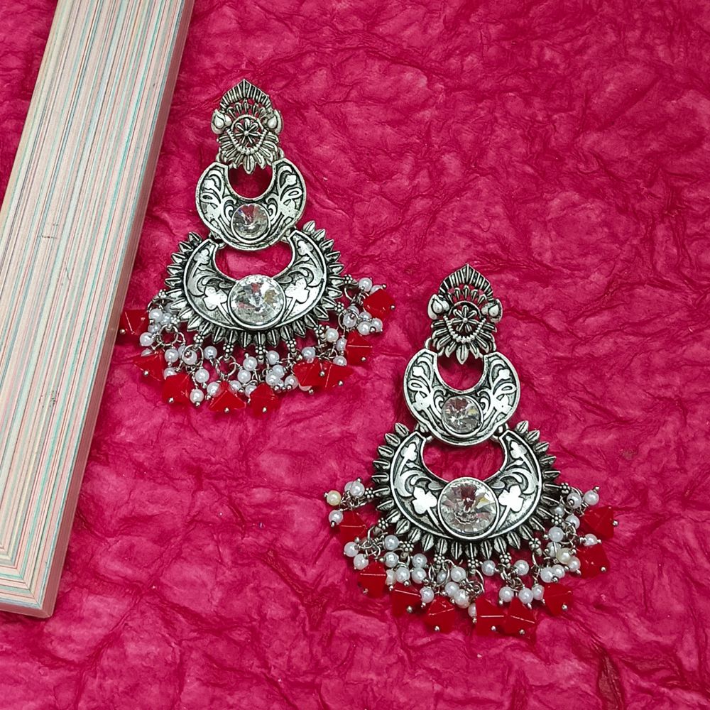 JewelMaze Crystal Stone Silver Plated Dangler Earrings