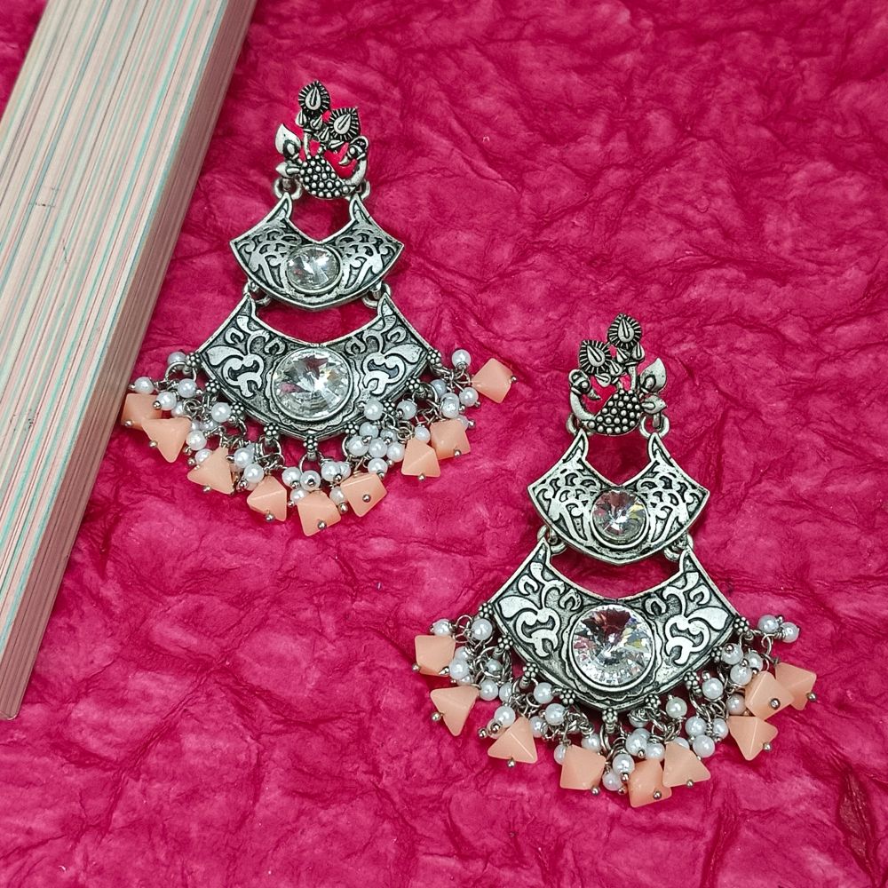 JewelMaze Crystal Stone Silver Plated Dangler Earrings