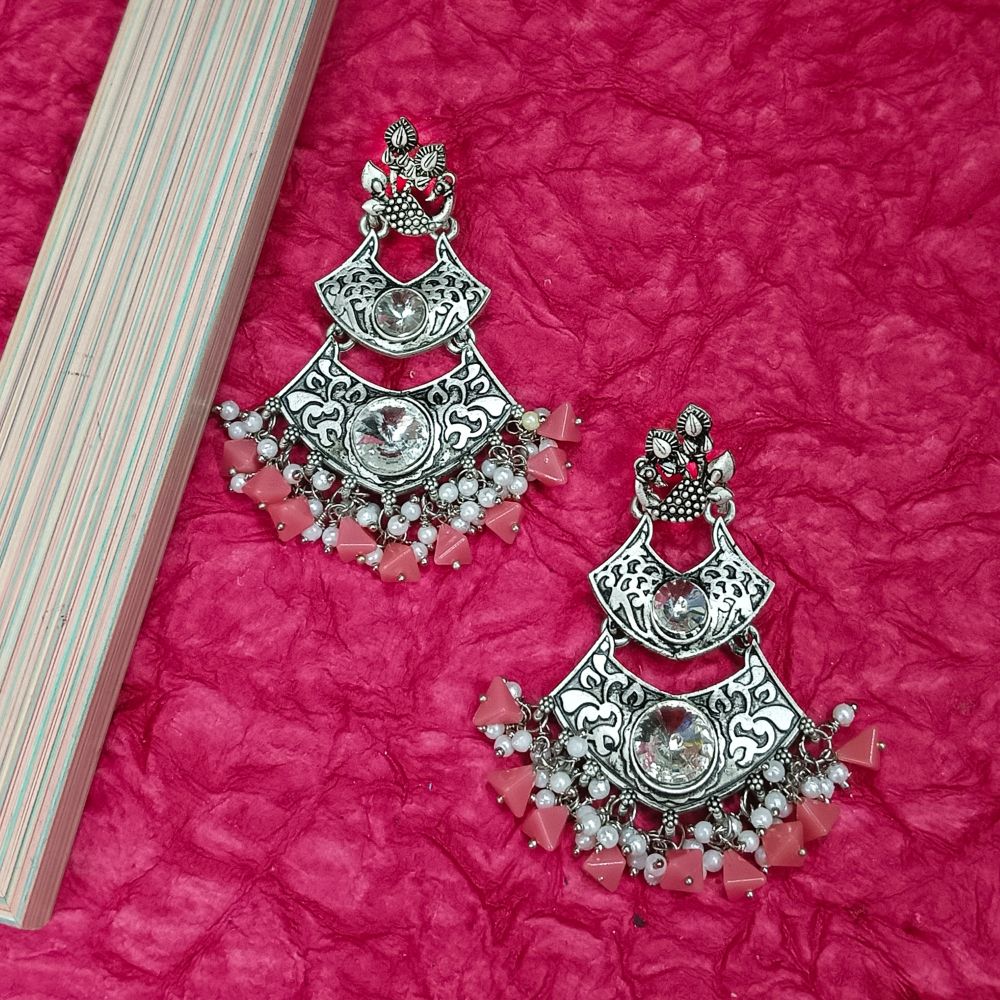 JewelMaze Crystal Stone Silver Plated Dangler Earrings