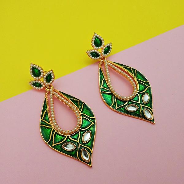 Kriaa Gold Plated Meenakari Kundan Dangler Earrings