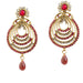Kriaa Red Austrian Stone Drop Gold Plated Dangler Earrings