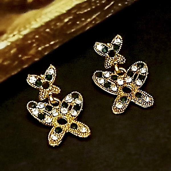 Kriaa Black Austrian Stone Gold Plated Dangler Earrings - 1304737H