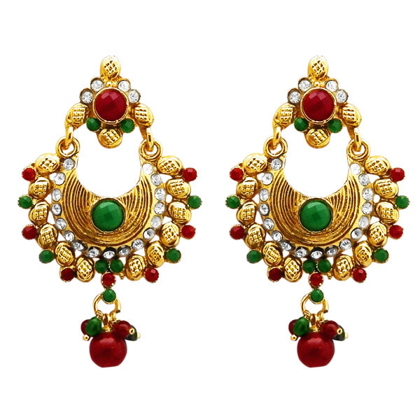 Kriaa Gold Plated Austrian Stone Dangler Earrings