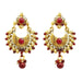 Kriaa Maroon Austrian Stone Gold Plated Dangler Earrings