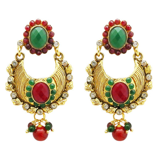 Kriaa Gold Plated Austrian Stone Dangler Earrings