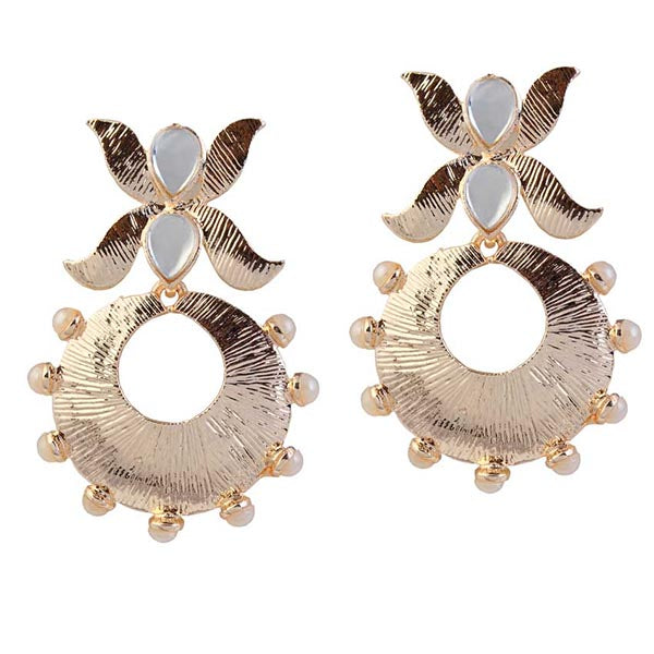 Kriaa Pearl Kundan Gold Plated  Dangler Earrings