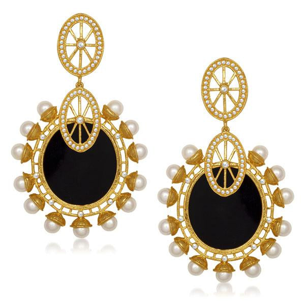 Kriaa Pearl Resin Gold Plated Dangler Earrings
