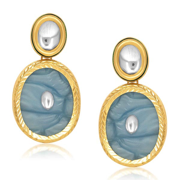 Kriaa Blue Resin Stone Kundan Dangler Earrings